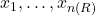 x_1, \ldots, x_{n(R)}