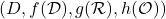 ( D,f(\mathcal D),g(\mathcal R),h(\mathcal O))